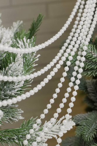Изображение товара Бусы пластиковые елочный бисер, цвет: белый, 8 мм, 10 м, Winter Deco 000153