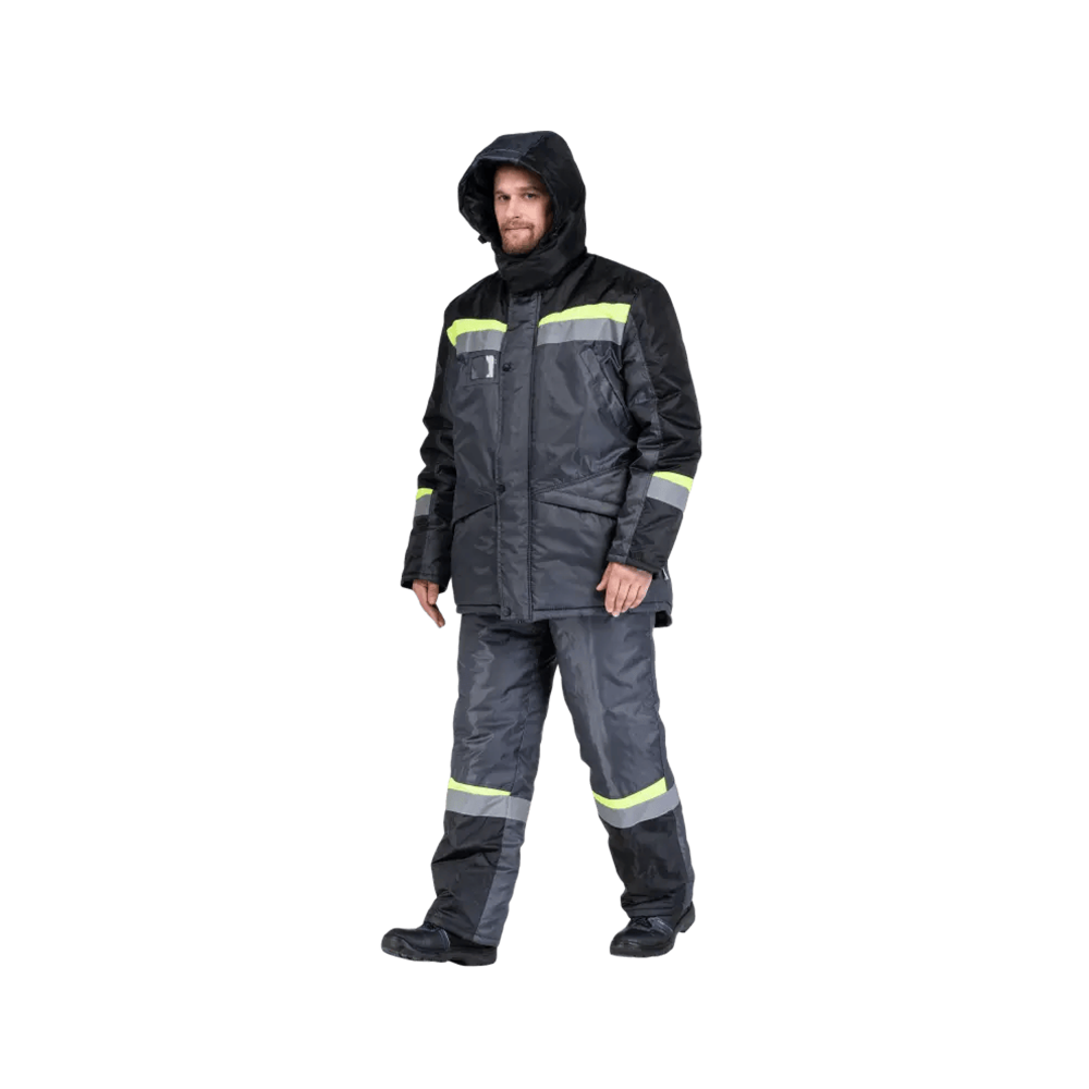 Костюм рабочий Градус утепленный куртка+полукомбинезон т. серый+черный+лимон р.44-46/158-164