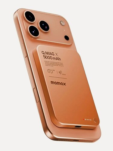 Изображение товара Портативное зарядное устройство MOMAX IP116A, 5000 мАч, титановый, Qi/PD, беспроводная зарядка