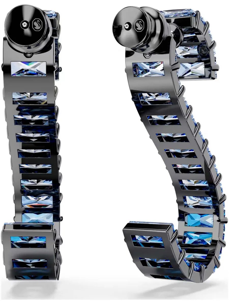 Серьги с подвесками SWAROVSKI, кристаллы Swarovski, размер 35 мм, серебряный, голубой — фото 1