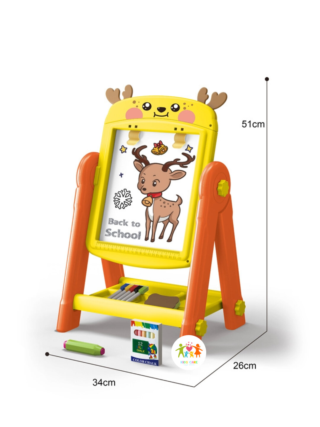 Доска для рисование полный комплект магнитные буквы стирающий маркер мел желтая — фото 1