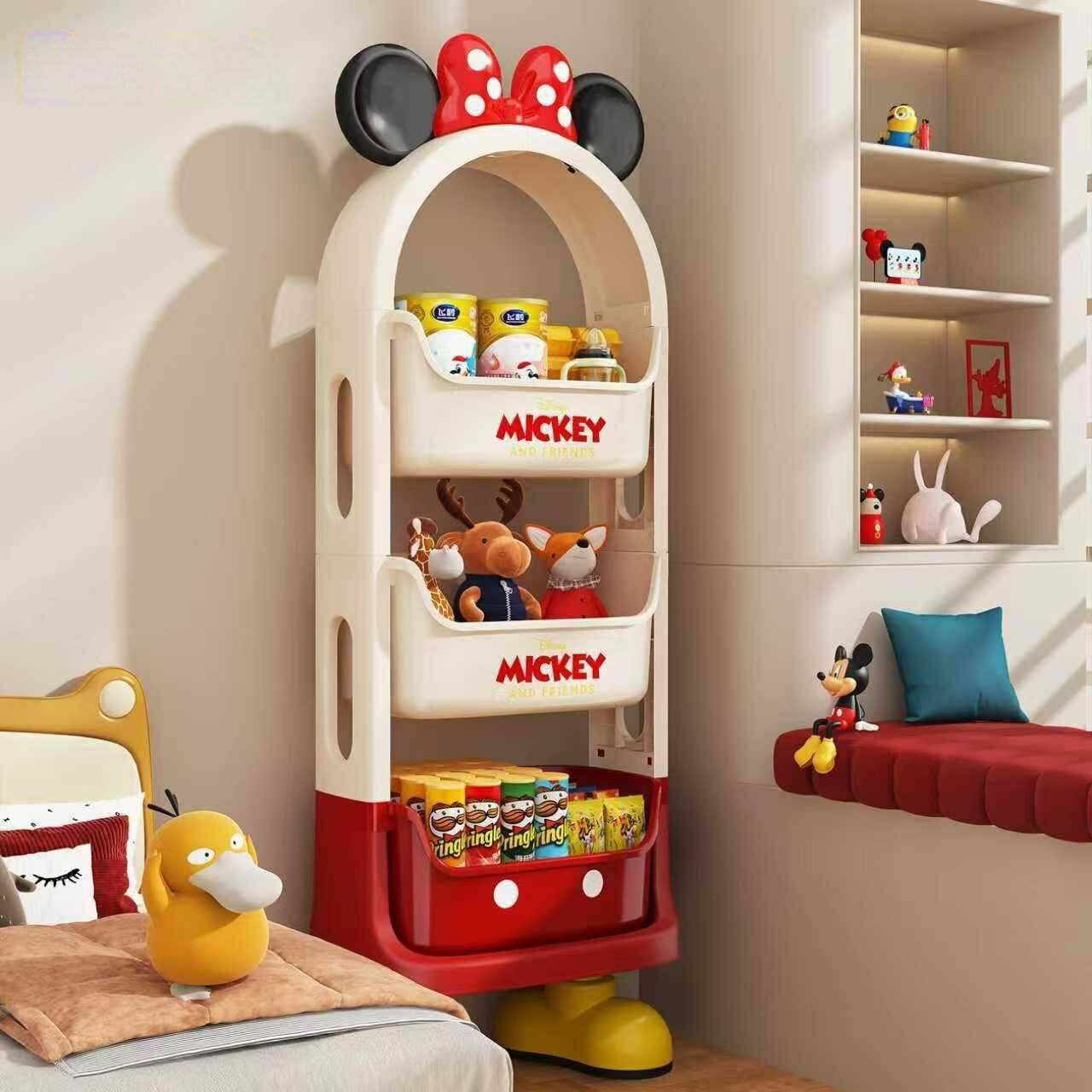 Детская этажерка в стиле Микки Маус, 3-уровневая — яркое и удобное хранение для детской комнаты