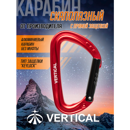 Карабин скалолазный с прямой защелкой розовый Вертикаль Vertical