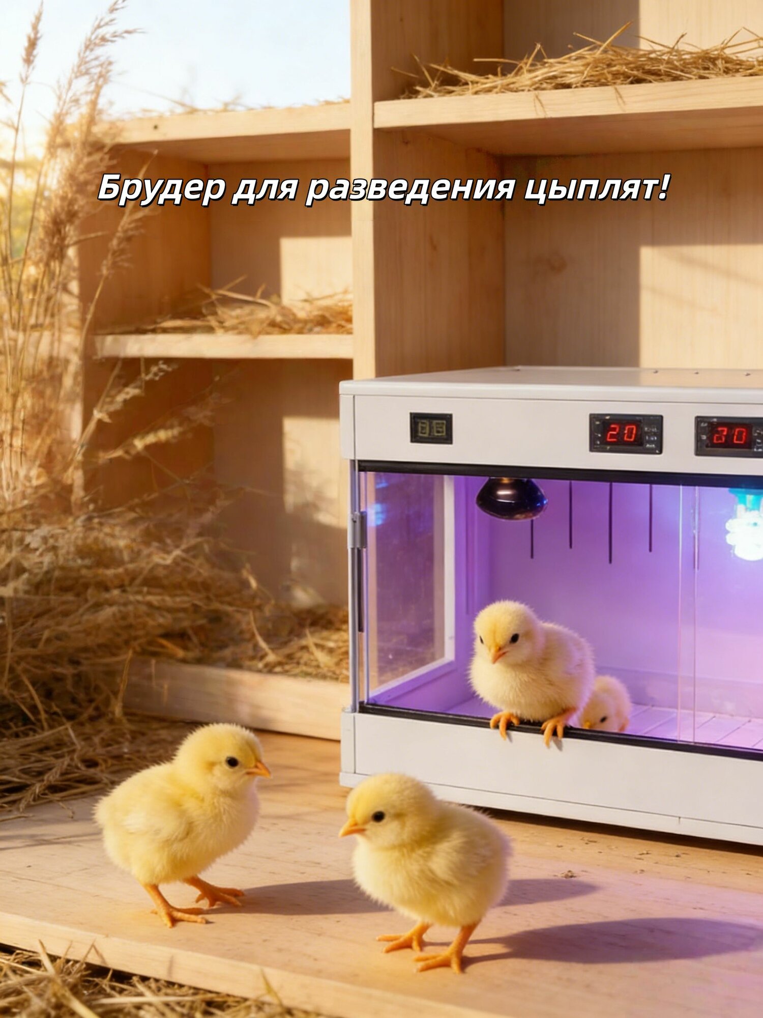 Брудер Бовен для цыплят 80x40x40, с терморегулятором "Источник тепла"
