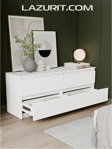 Изображение товара Комод для одежды с ящиками белый Lazurit Эльбрус комод под телевизор большой в спальню прихожую деревянный 130х53х39 см