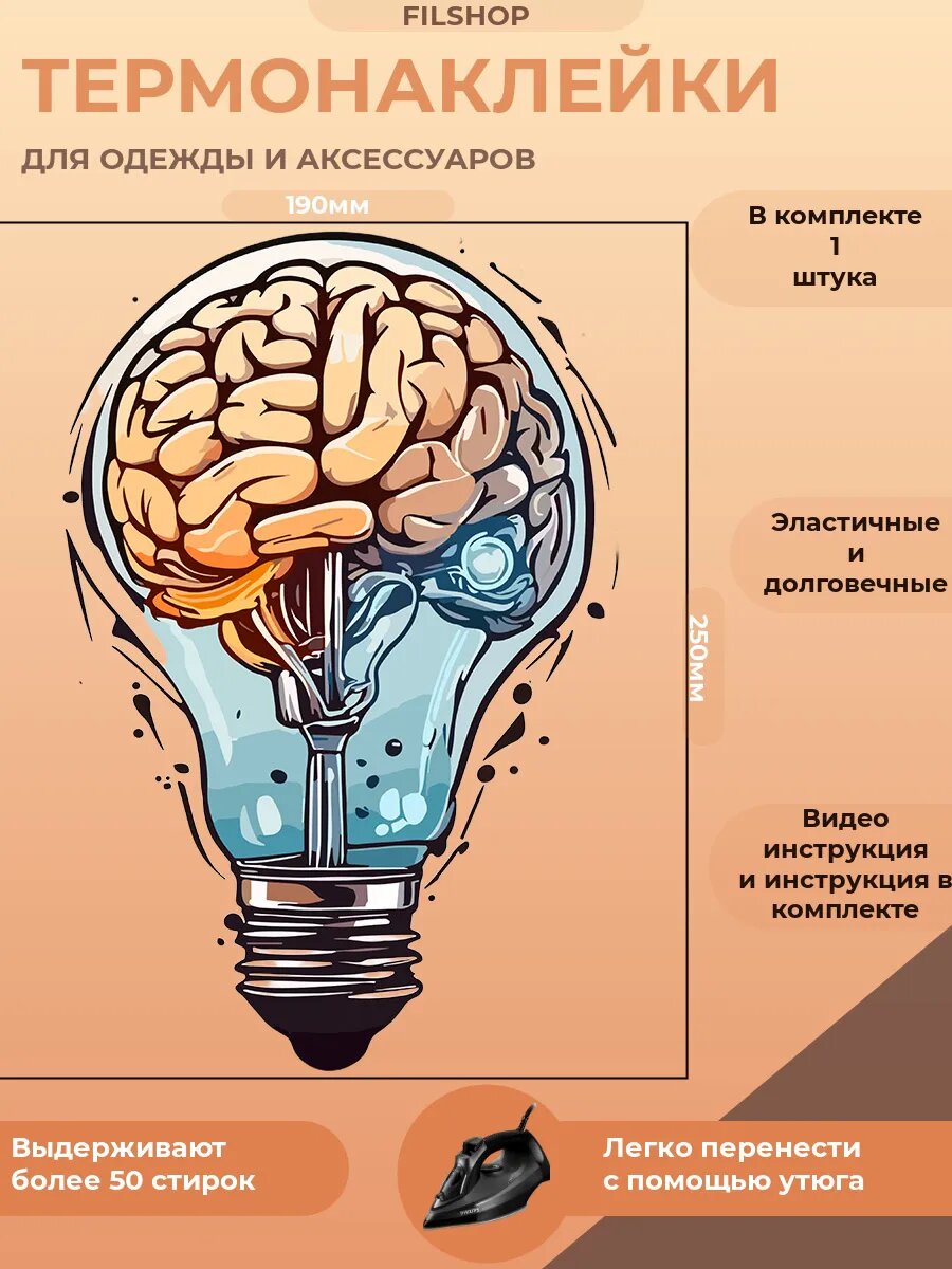 Термонаклейка на одежду Лампочка арт