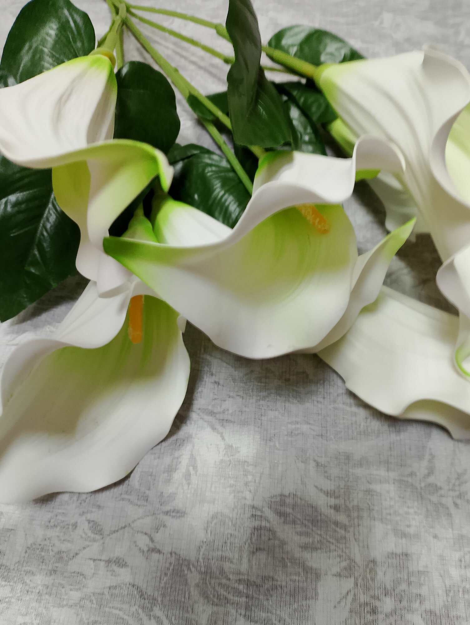 Искусственные цветы Букет Каллы 61см цвет: бело-зеленый