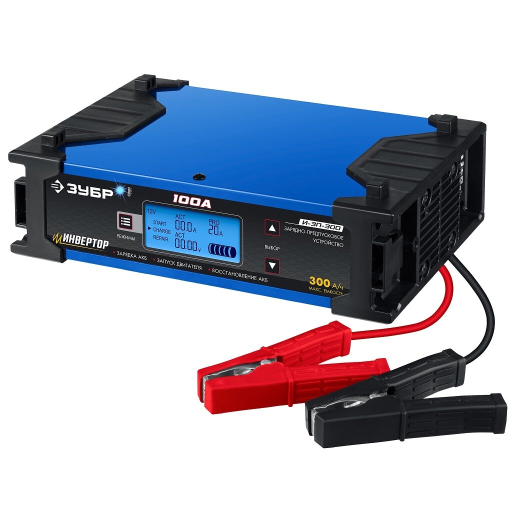 ЗУБР Инверторное зарядно-предпусковое устройство И-ЗП-300, 12/24 В, 100 А, 3-30 А (59323) 59323