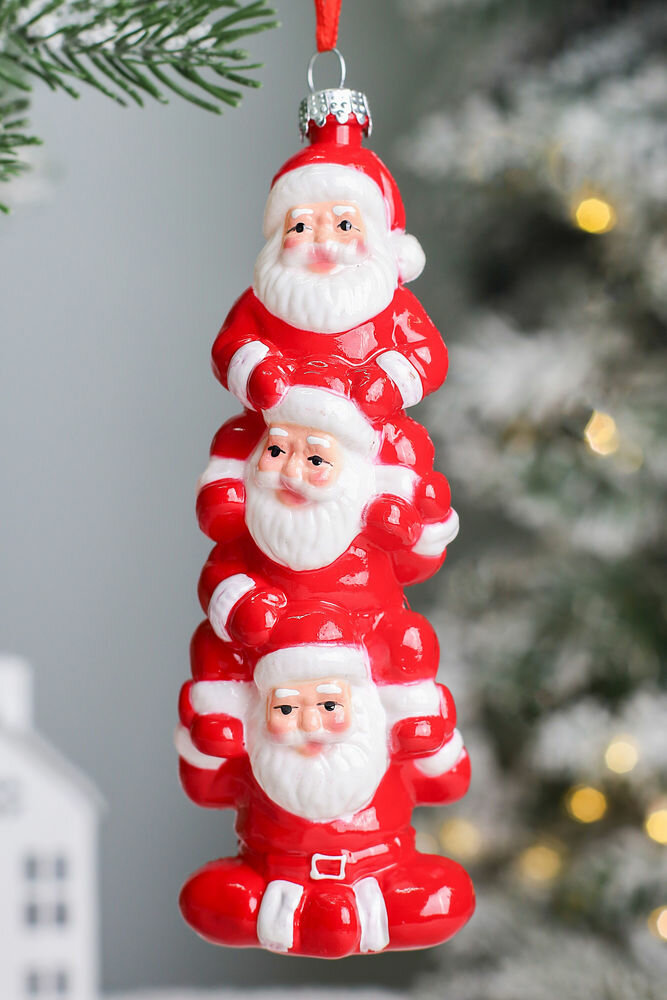 Ёлочная игрушка весёлые деды морозы, пластик, 15 см, EDG 6500037A140-2