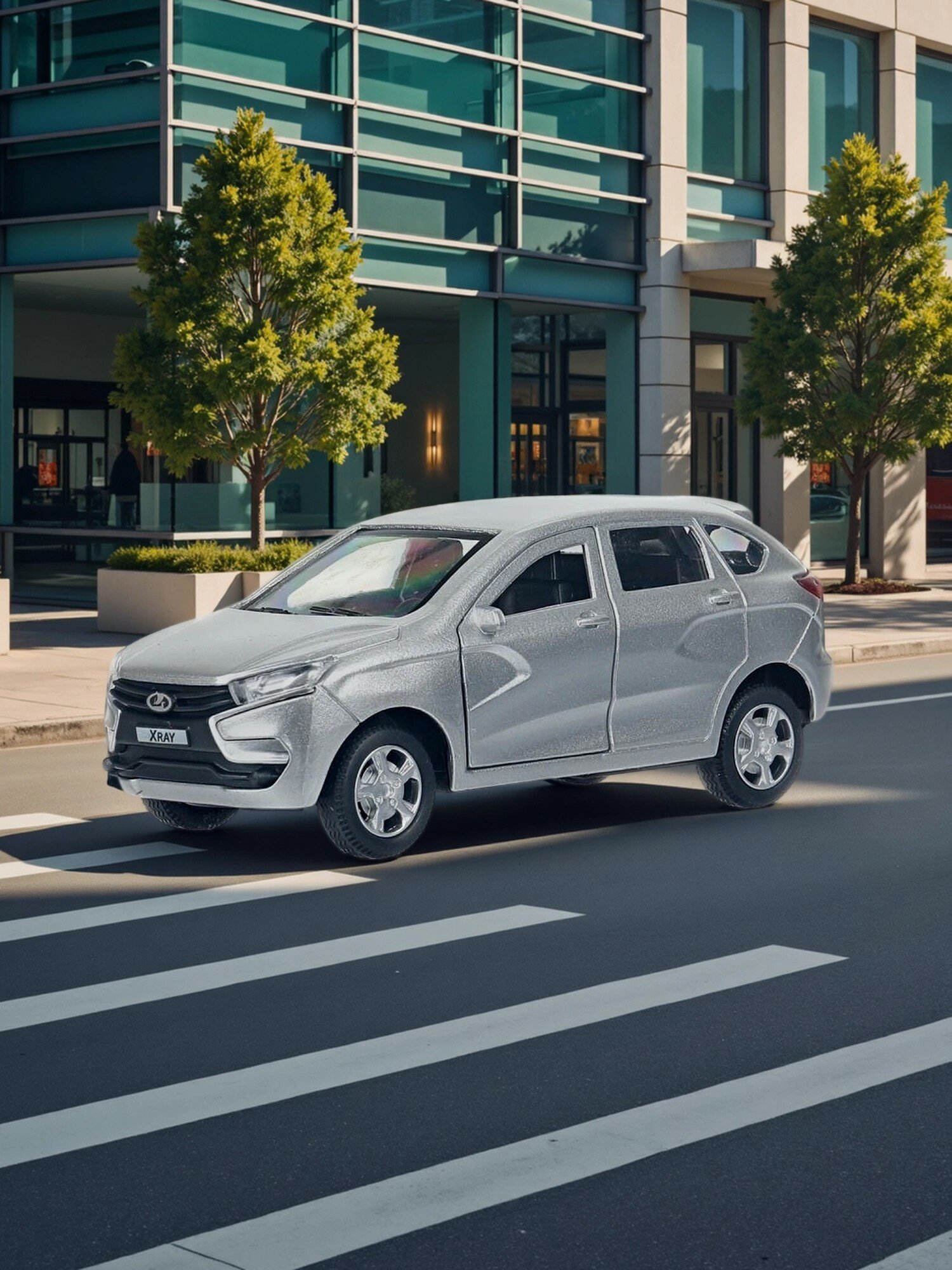 Машинка металлическая инерционная Технопарк LADA XRAY серебристая, 12 см