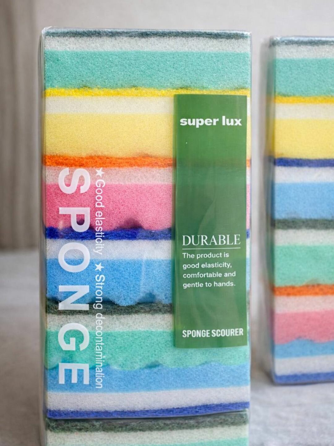 Губки для мытья посуды Super Lux, набор 6 шт, кухонные, разноцветные