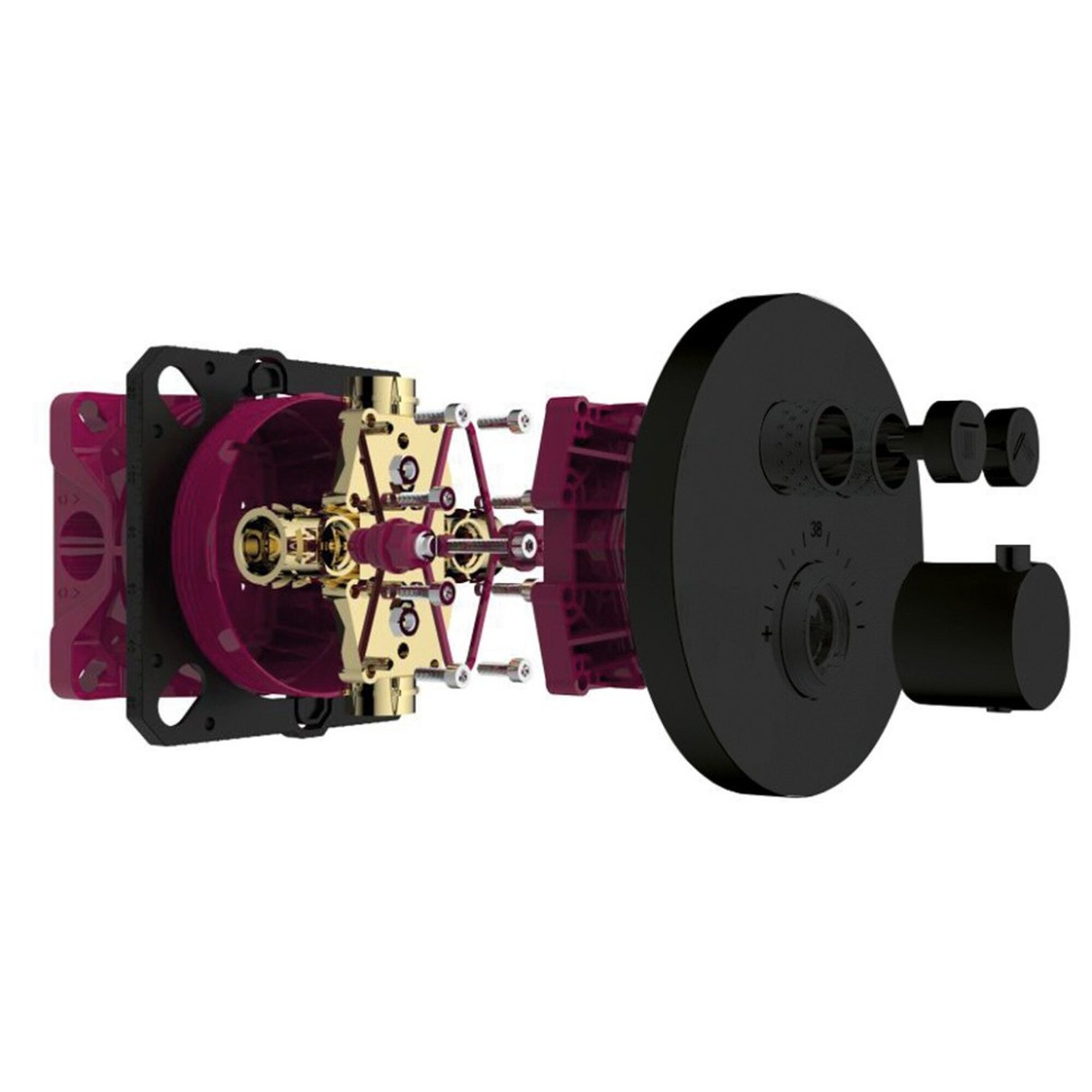 AQM8802MB Встраиваемый термостат с регулировкой напора на 2 потр, черный матовый