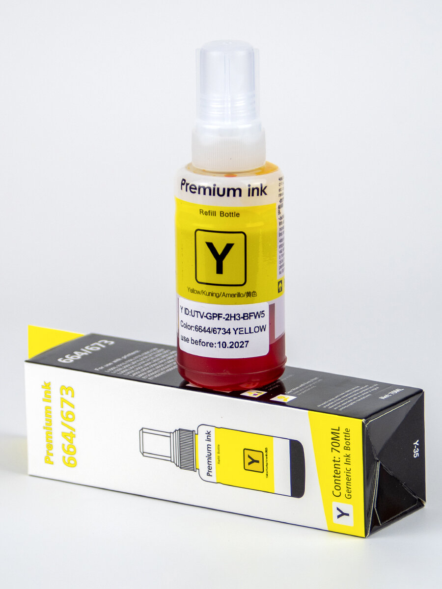 Чернила для струйного принтера/INK for lnkJet Printer EP 664/673 dye inkYellow Китай 70ml