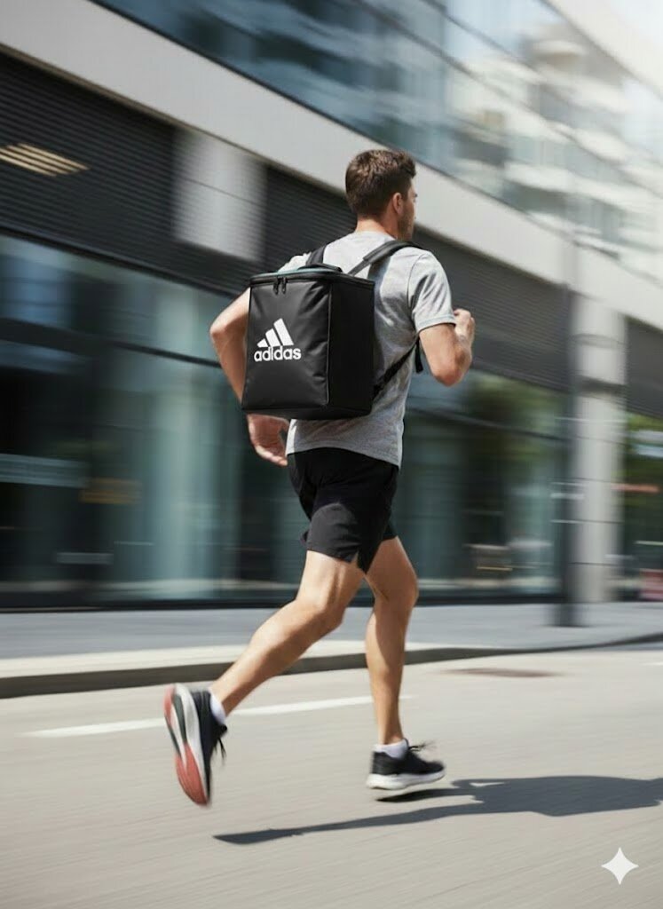 Сумка-рюкзак  Adidas, фактура рельефная, гладкая, чeрный — фото 1