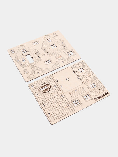 Конструктор домик, копилка . Шлифованный фанера 3 мм. клей ПВА