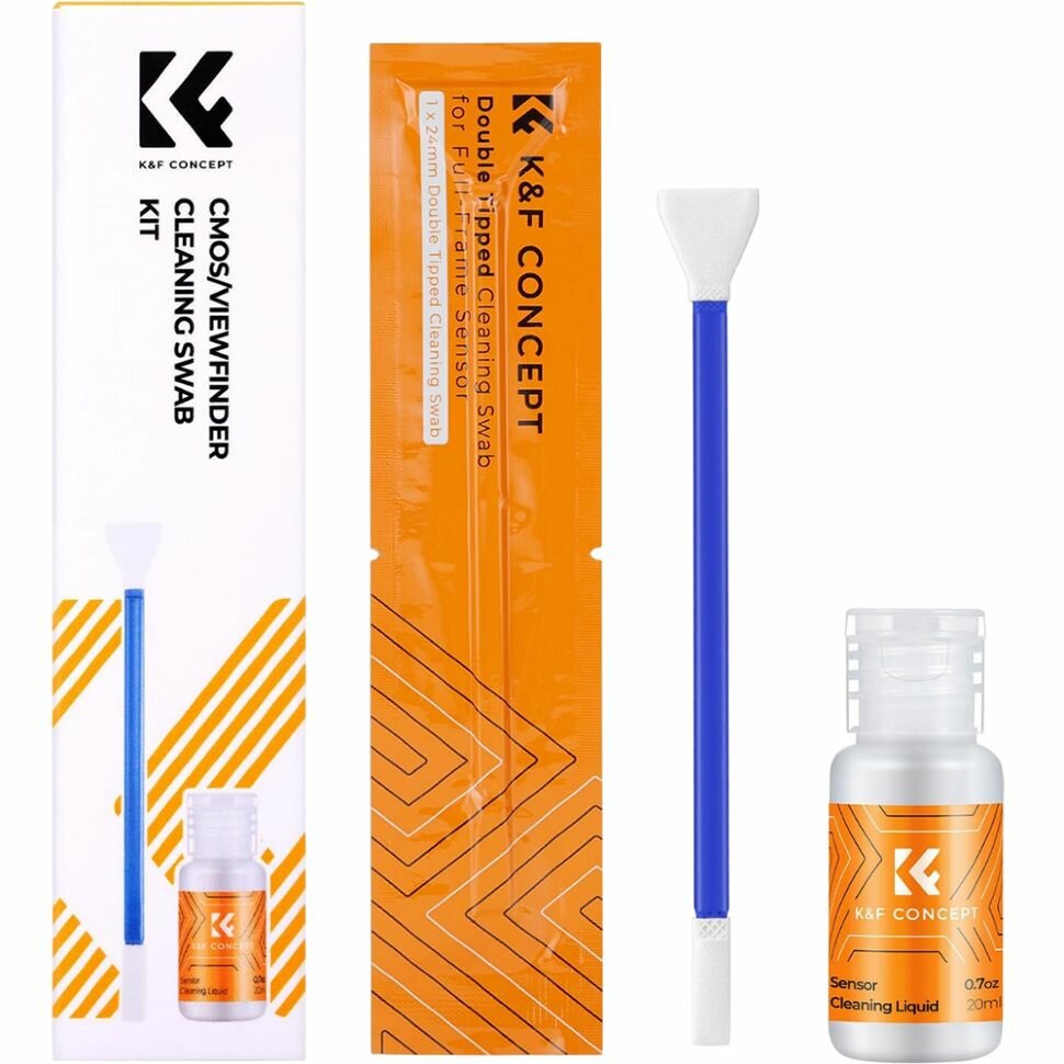 Набор для очистки матрицы K&F Concept FullFrame Cleaning Swab 5шт + жидкость 20мл