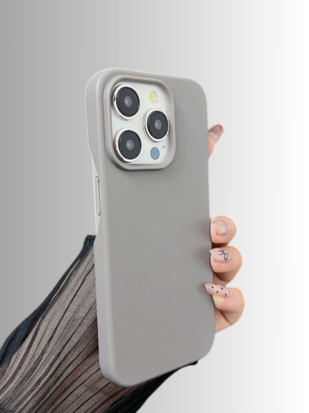 Мягкий чехол, для iPhone 16 Plus, силиконовый, матовый, Серый — фото 1