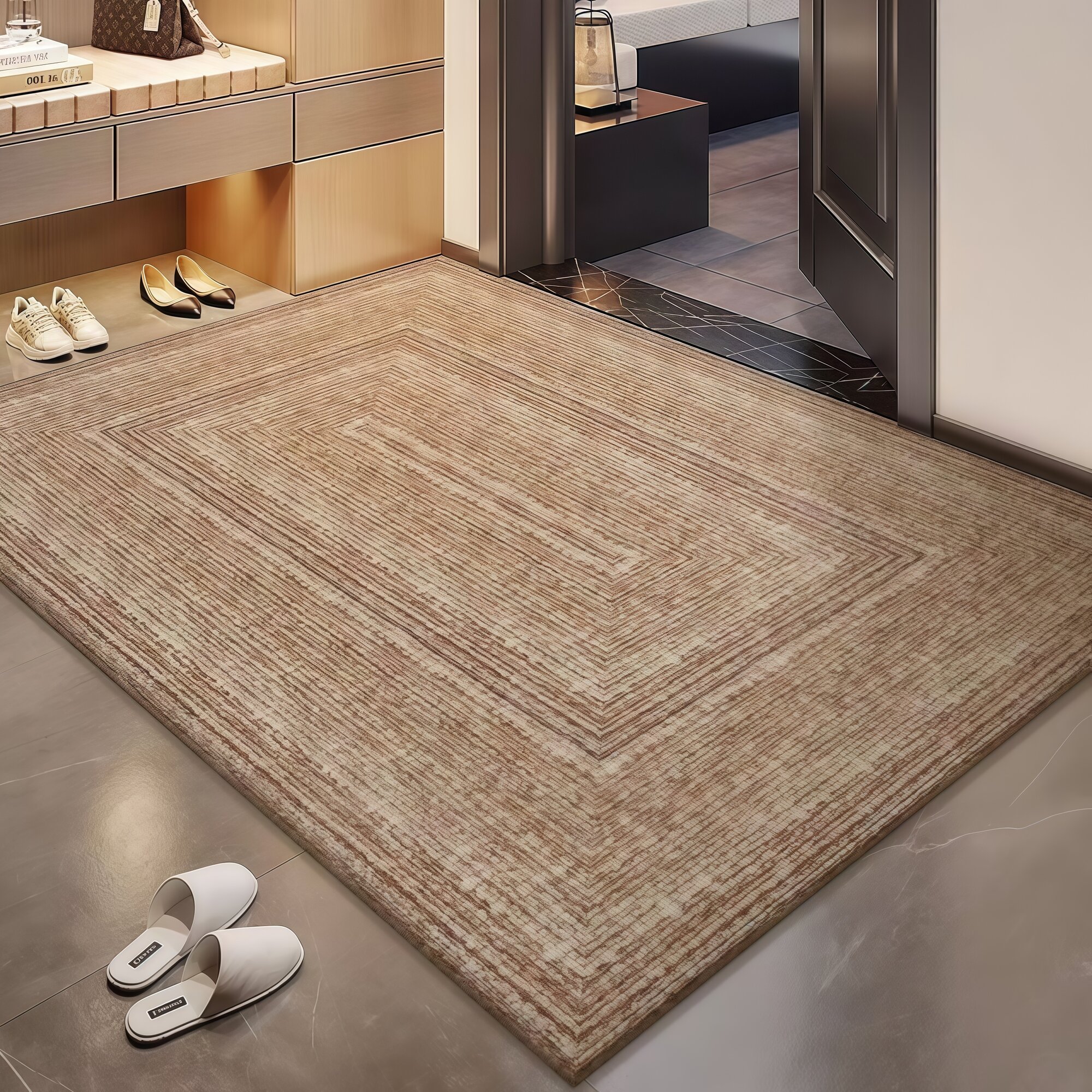 Коврик придверный YYD Carpet прямоугольный 0,9×1,2 м этнический узор светло-коричневый