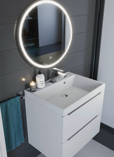 Изображение товара Раковина кварцевая для ванной комнаты Uperwood Classic Quartz 60 см, белая матовая, жасмин