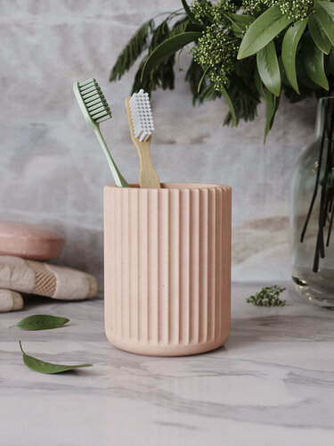 Изображение товара Стакан для зубных щёток, стакан для ванной Chloe, 11x9 см, бетон, розовый матовый