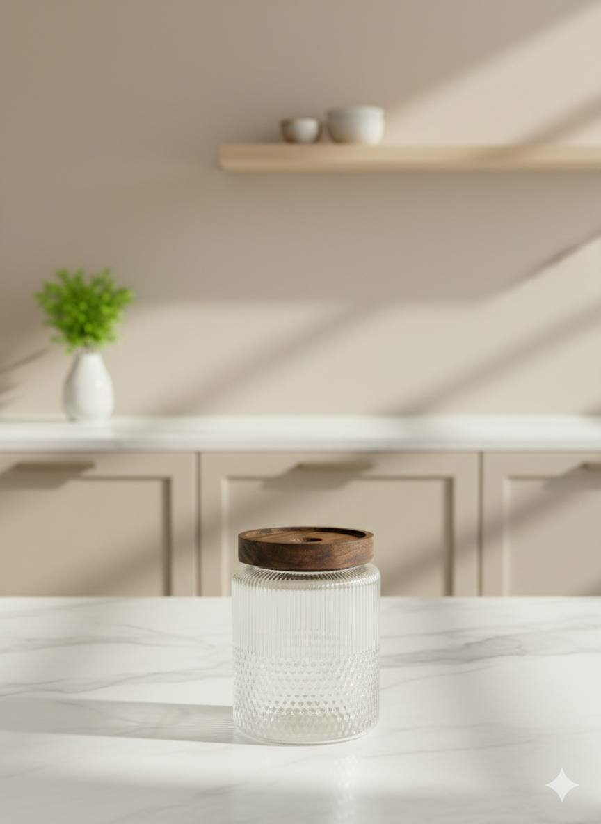 Стеклянная банка с деревянной крышкой из акации (550 мл) X-GL9B