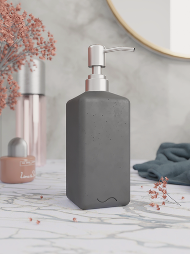 Изображение товара Дозатор для жидкого мыла Emily Slim с металлической помпой, бетон 250 мл, графитовый матовый
