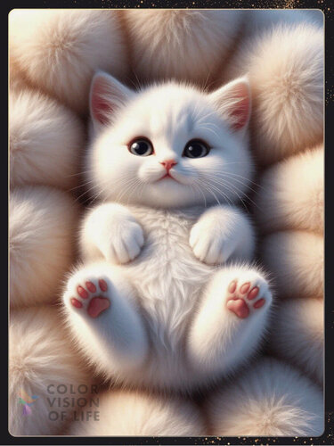 Изображение товара Алмазная мозаика COLOR VISION OF LIFE "Котёнок в одеяле", 30x40 см, акрил