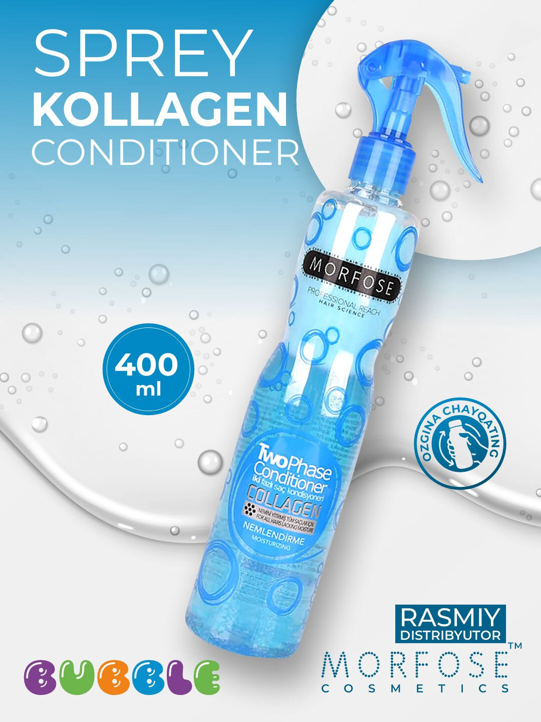 Спрей-кондиционер для волос, предсушающий спирея двухфазный, Morfose COLLAGEN