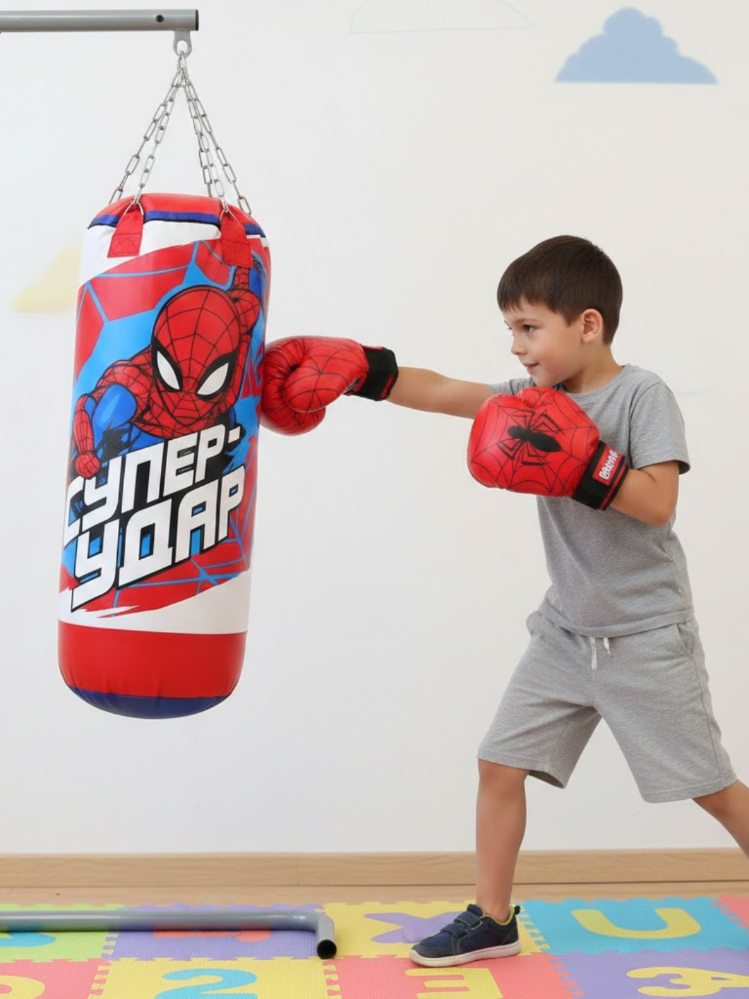Детский боксерский набор Spiderman: груша и перчатки