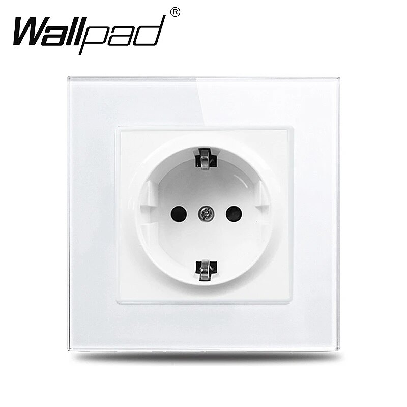 Wallpad розетка 16A, стекло White Glass, тип 1
