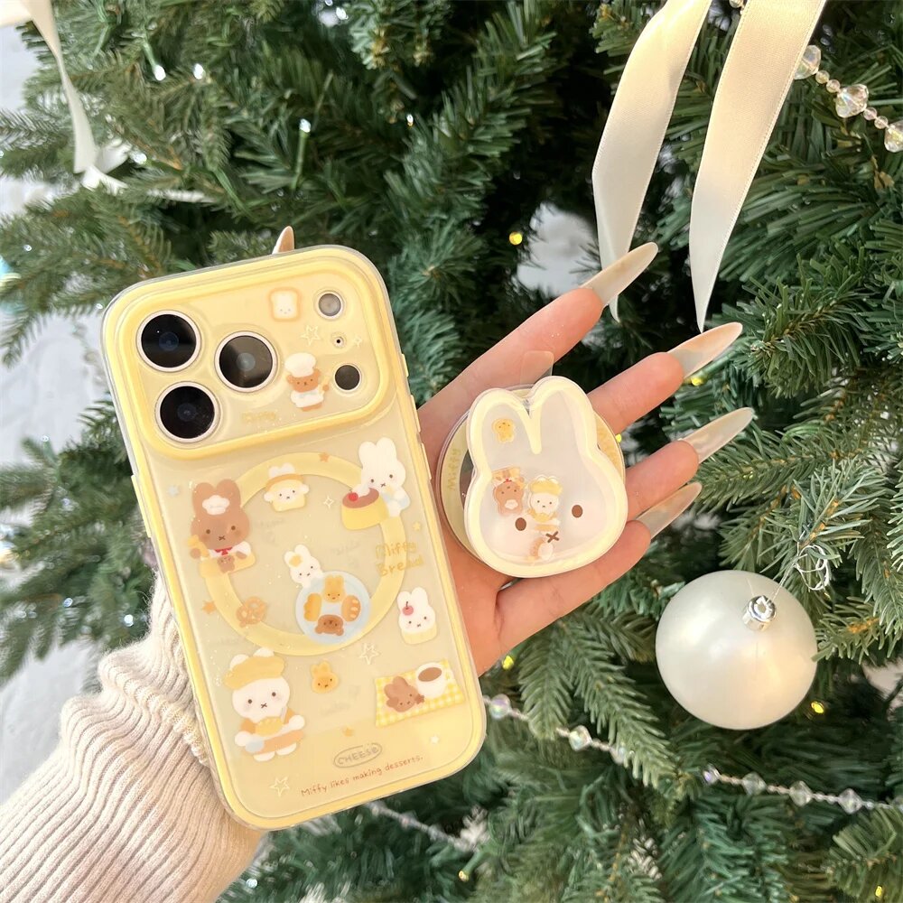Чехол для телефона с магнитной подставкой Kawaii с мультяшным Желтый, NR957-3, For iPhone 16 ProMax