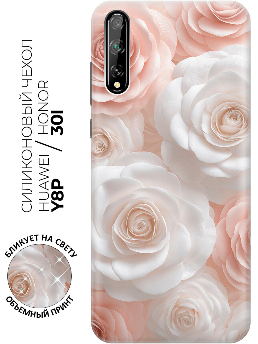 Силиконовый чехол на Honor 30i / Huawei Y8P с принтом "Шепот роз"