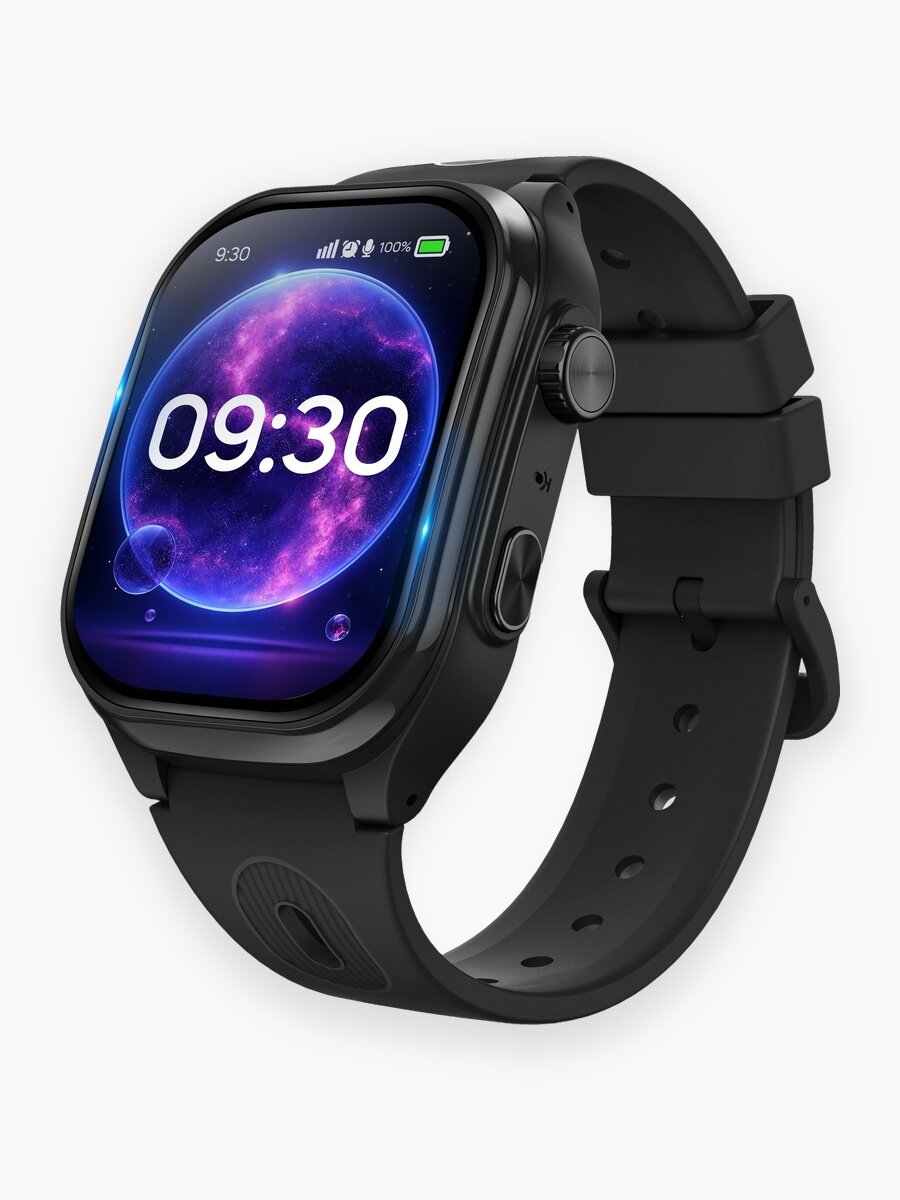 Умные часы для детей Aimoto Eclipse с Рацией Марусей Телеграмм Ватсап смарт часы детские с видеозвонком, мощной батареей 800 мАч, Android 8.1, GPS геолокацией, черный