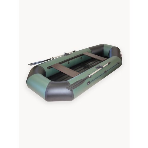 Лодка надувная Хищник-290, с надувным дном, армированная ткань, цвет зеленый/черный