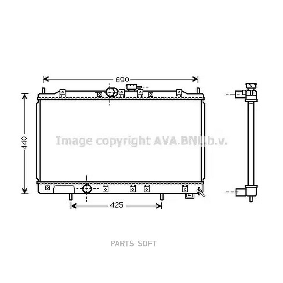 Радиатор охлаждения от официального дистрибьютора, AVA, артикул MT2122