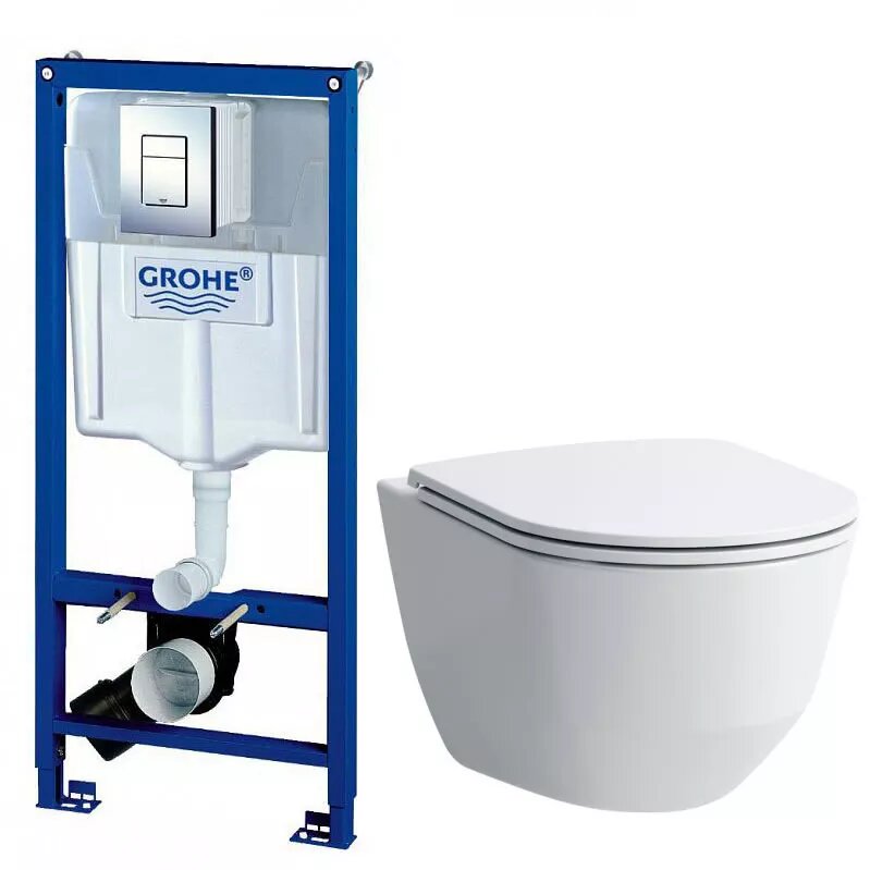 Инсталляция Grohe (38772001) в комплекте с унитазом Laufen Pro New Rimless (8.2096.6.000.000.1) микролифт