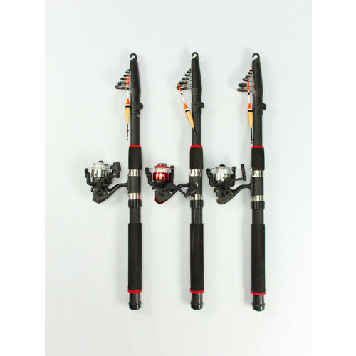 Удилище телескопическое в сборе (катушка + леска + поплавок + грузило) 4,5 метра, комплект 3 шт.