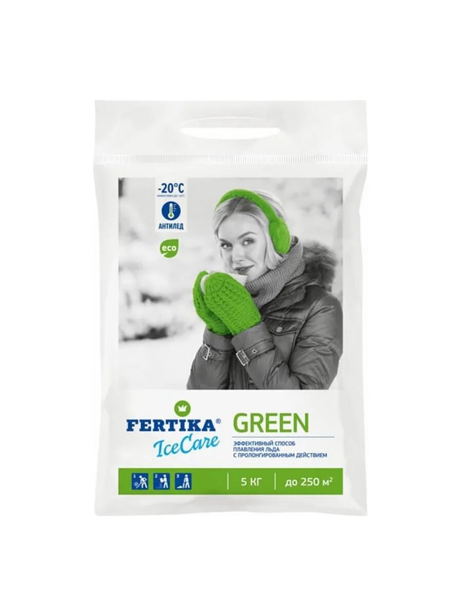 Противогололедный реагент Fertika Icecare Green 5 кг Ф03461