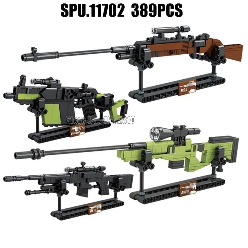 Военные блоки 4 в 1 Awm M24 Mp5 Mk12 Vector для детей 4+