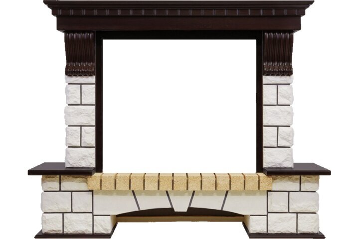Портал Royal Flame Pierre Luxe - Темный дуб / Сланец бежевый