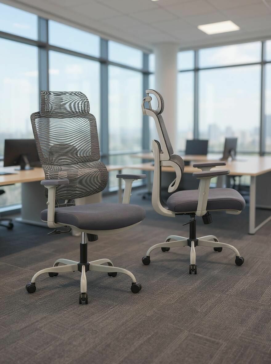 Рабочее компьютерное кресло на колесиках для руководителя myroo Office Grace MC094A-GG серое в сетку. Взрослый крутящийся офисный стул с ортопедической спинкой для работы за компьютером ПК — фото 12