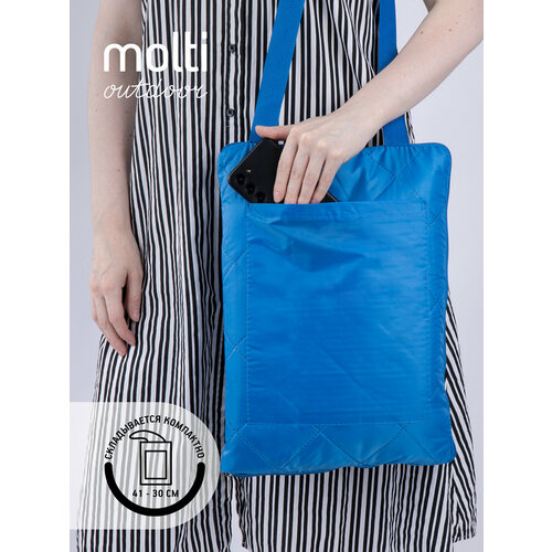 Плед покрывало для пикника походный туристический коврик - сумка, 117х142, ярко-синий