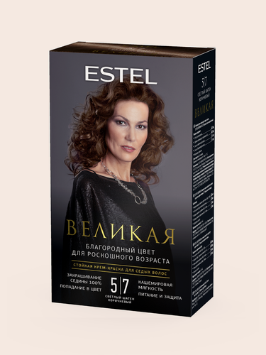 Изображение товара ESTEL Стойкая крем-краска великая для седых волос, 5/7 светлый шатен коричневый, 150 мл
