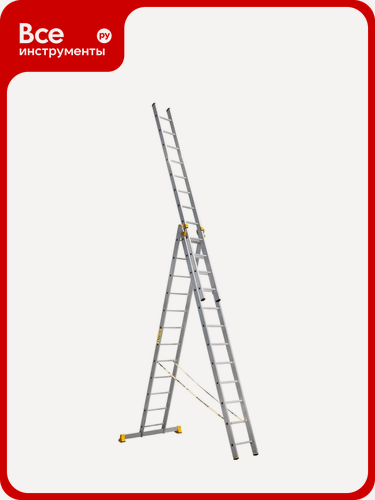 Изображение товара Лестница алюминиевая Алюмет 3х12 ступеней трехсекционная универсальная профессиональная P3 9312