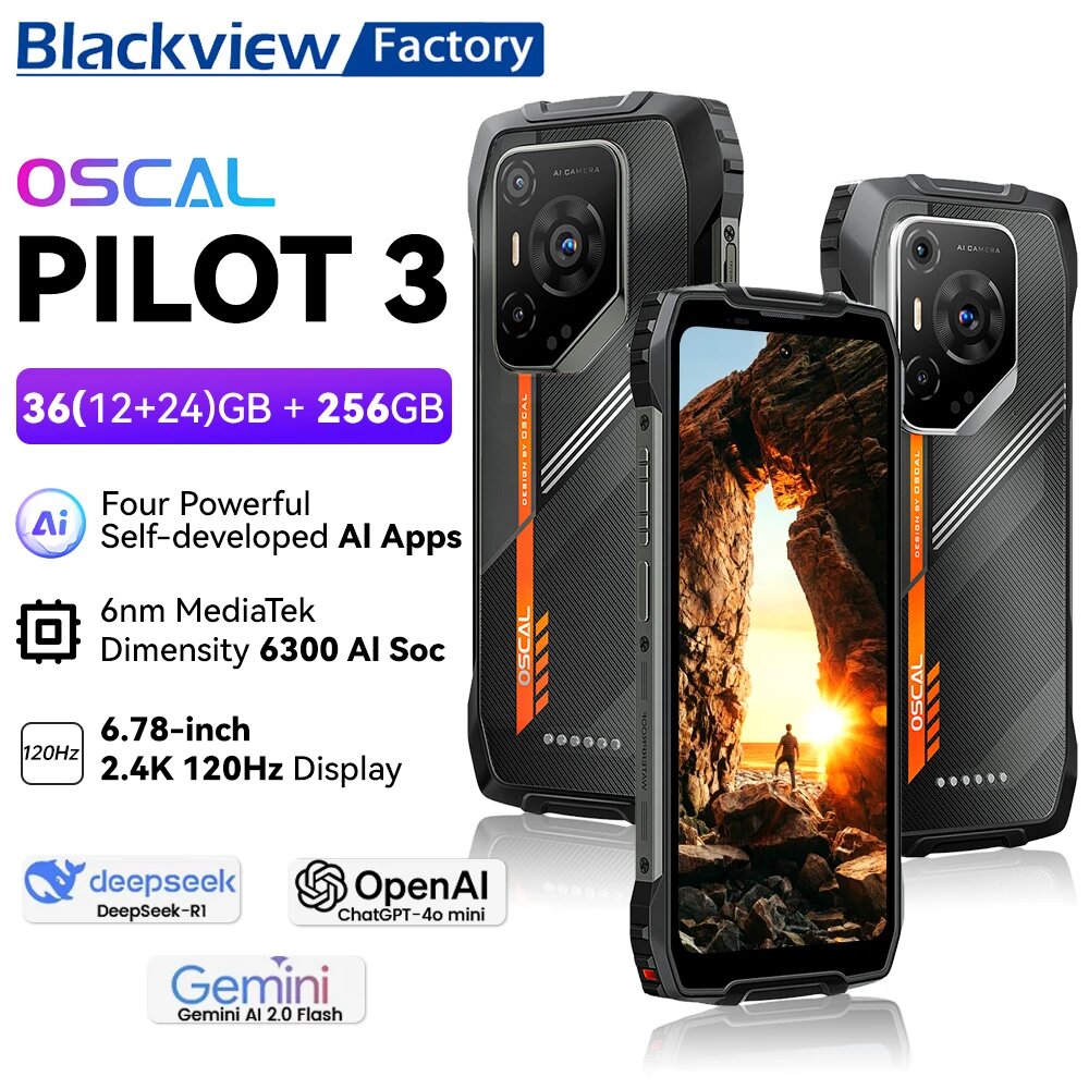 Смартфон Blackview Oscal PILOT 3 12/256ГБ апельсин, Android 15, NFC, русский