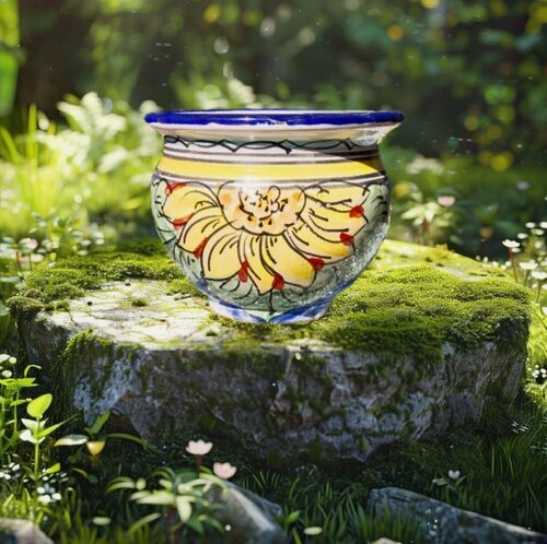 Изображение товара Горшок для цветов "Сесилия", высота 14 см, 1 л, кашпо керамическое уличное, цвет красный, глиняный горшок для сада, ручная работа