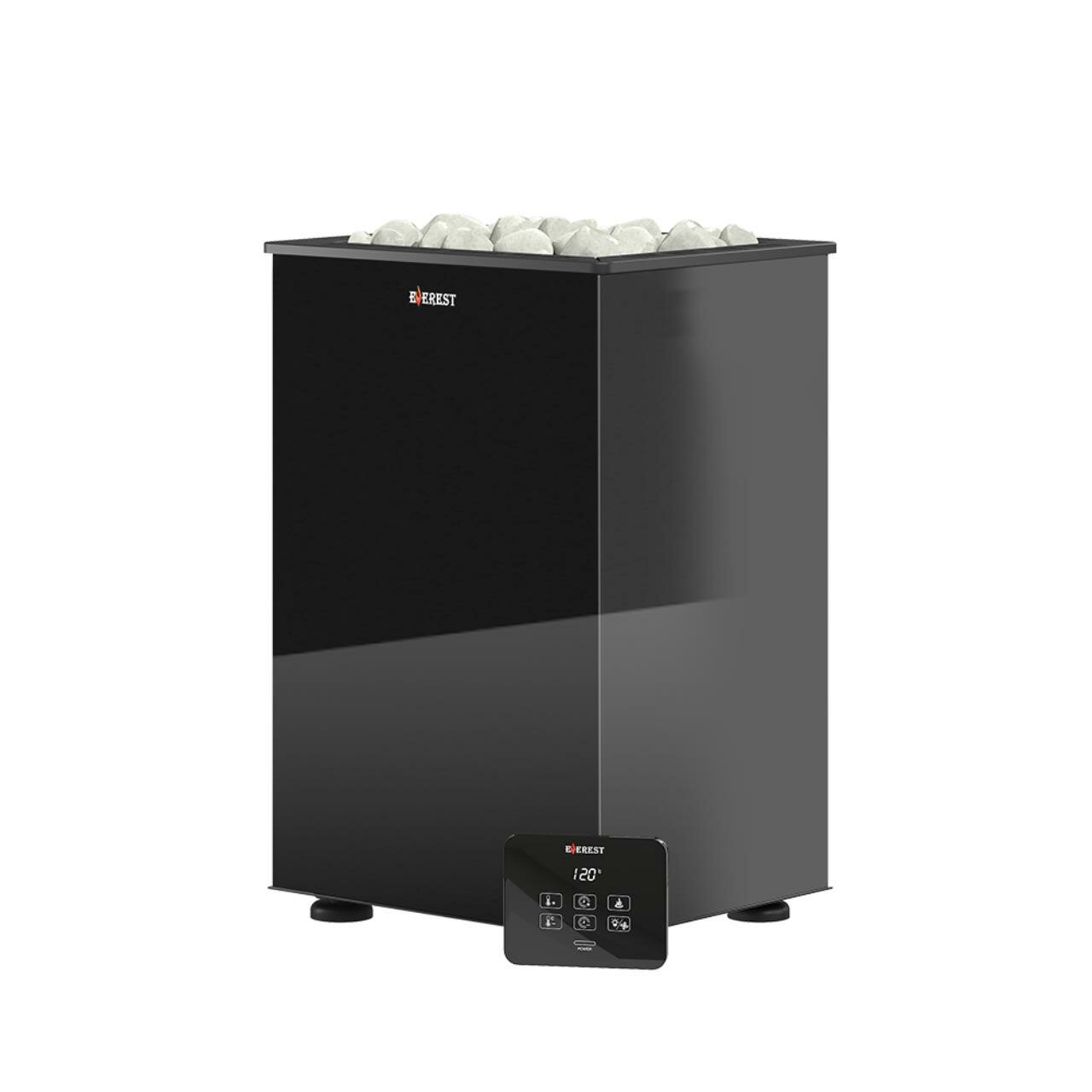 Электрокаменка Everest BLACK CRYSTAL S45, для бани, 4.5 кВт, 21кг камней