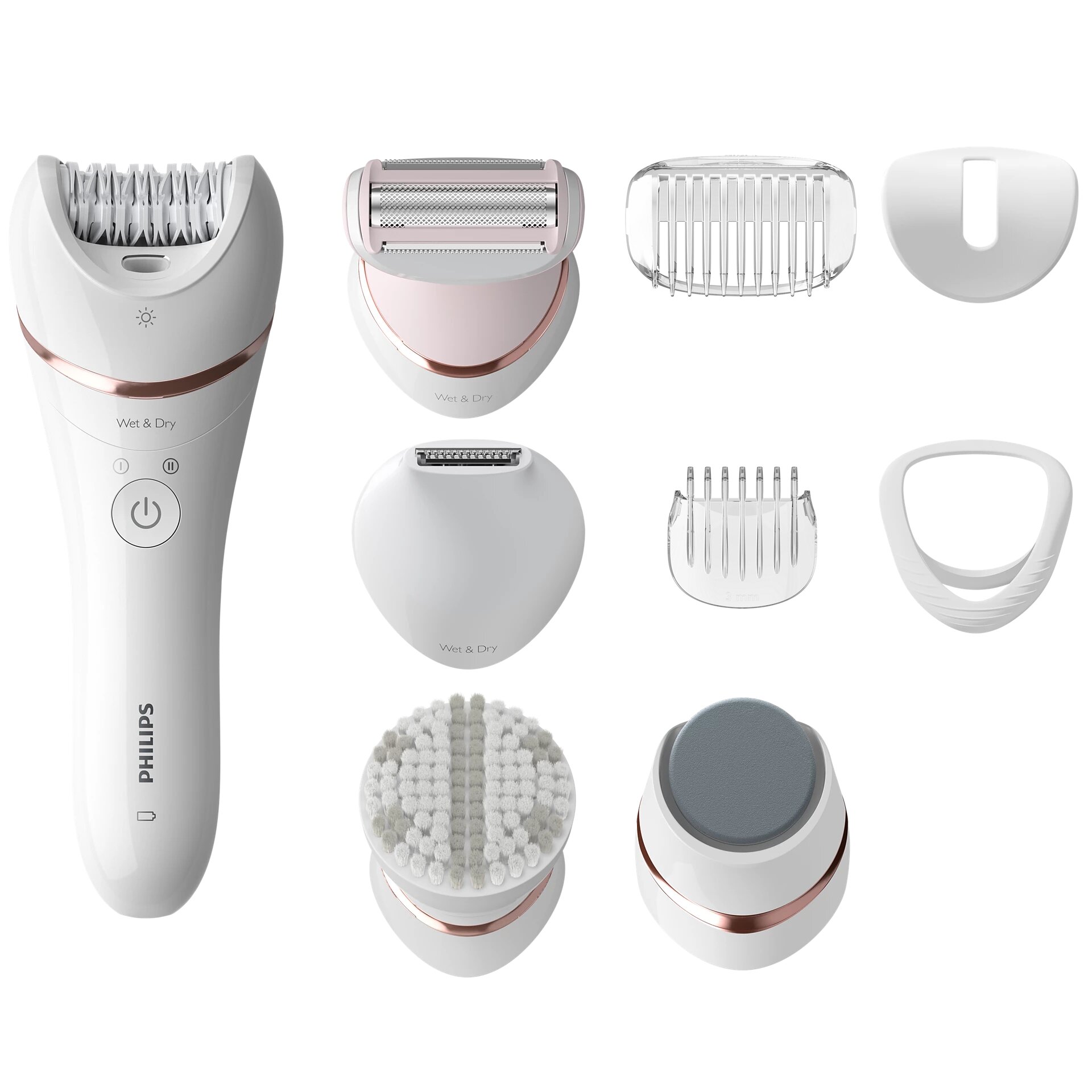 Эпилятор Philips BRE740, для влажной и сухой эпиляции, белый