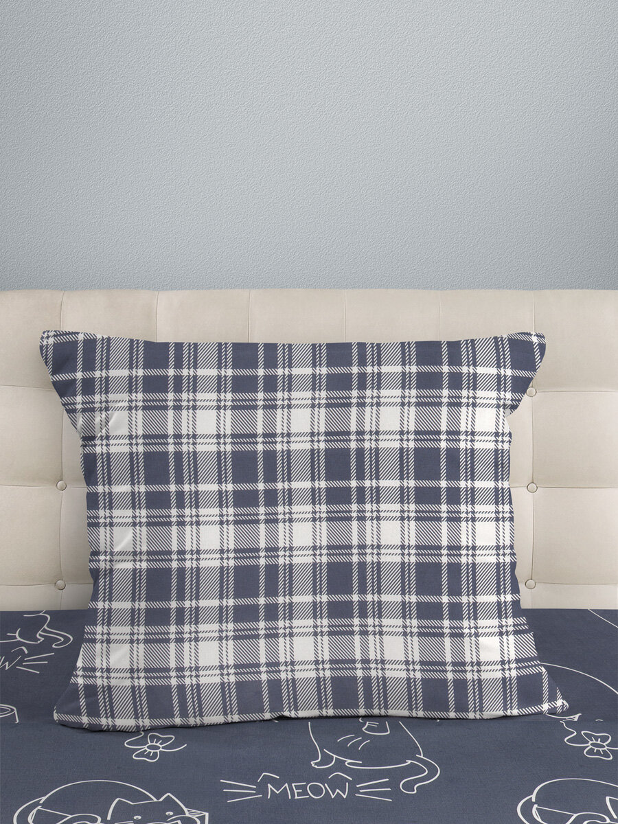 Наволочки 70x70 на молнии - 2шт ткань перкаль POCHIVALNI 100% хлопок котики клетка