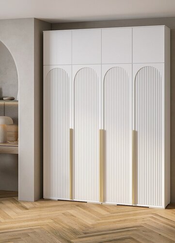 Изображение товара Шкаф распашной МебельЛэнд24 Рослин - 4 с антресолью Белый 160x50x260 для одежды четырехдверный